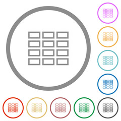 Sticker - Spreadsheet table outline flat icons with outlines