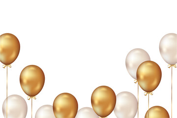 Confetti And luxury gold Balloon Birthday Celebration border