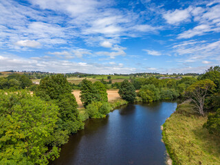 Naklejka na meble Aerial landscape view of the River Wharfe, Yorkshire.