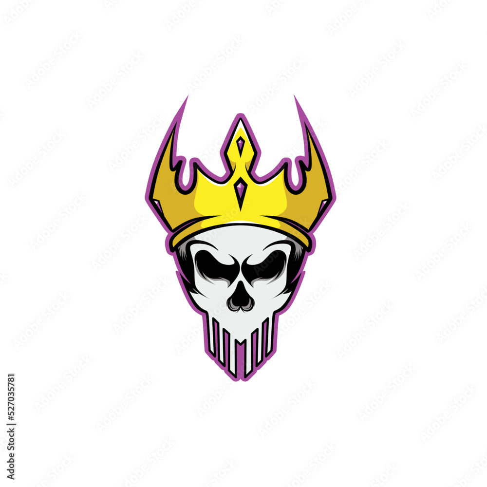 Human Head Skull King with Gold Crown and Emeral Logo Deigns Template ...
