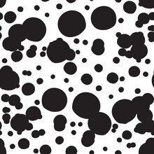 Geometric Seamless Pattern With Uneven Circles, Black And White Seamless Spotty Print
