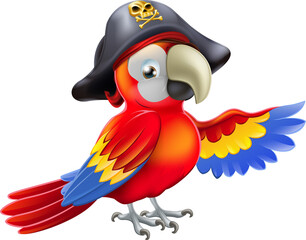 Wall Mural - Cartoon pirate parrot