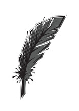 Comic Book Style Bird Feather With Halftone Texture. Vector Illustration