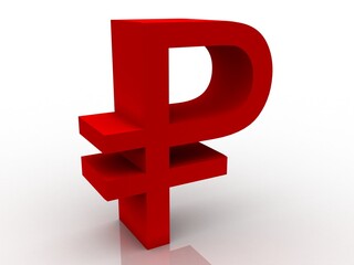 Poster - 3d render  russian ruble symbol