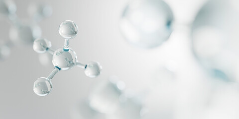 realistic molecules background. science illustration of a cream molecule. hyaluronic acid skin solut