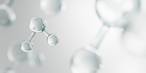 realistic molecules background. science illustration of a cream molecule. hyaluronic acid skin solut