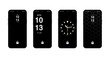 Different Variations Lock screens Black And White clock designs smarthphone screen set