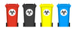 Set Medical waste bin. Contaminated waste sign. Biohazard trash garbage bin