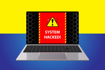 System hacking with info message Concept Malware penetration, virus, data leakage threat, system hacking, scam, ddos Vector background