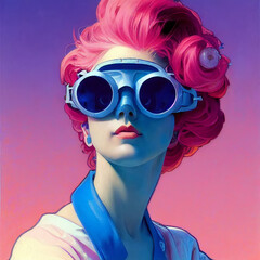 portrait of fantasy girl with googles