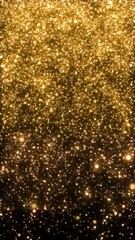 Wall Mural - looping animated christmas background of golden light particles falling on black background in verti