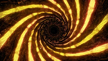 Aufkleber - Fly through mirror tunnel with technological pattern. Design. 3D corridor with glowing lights.