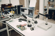 © primipil - Microscope in Scientific research tech Laboratory on table.