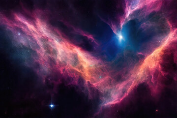 Wall Mural - space cosmic background of supernova nebula and stars, glowing mysterious universe