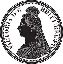 England Silver Coin Queen Crown, Black Design Handmade Silhouette