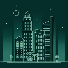 Sticker - buildings city line green scene