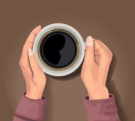 Wall Mural - hands with coffee cup