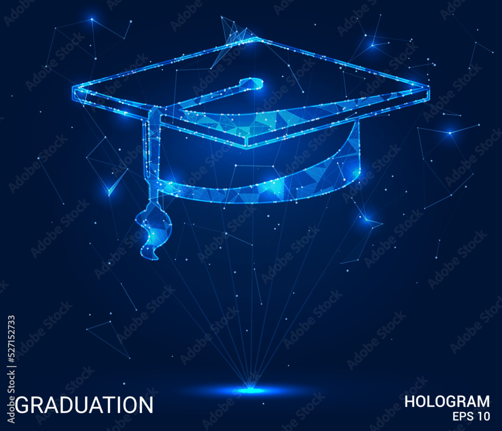 Triangle Graduation Stock-Vektorgrafik „Hologram graduation. Graduation from polygons ...