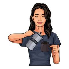 Sticker - woman serving coffee