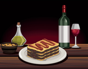 Poster - lasagna with wine