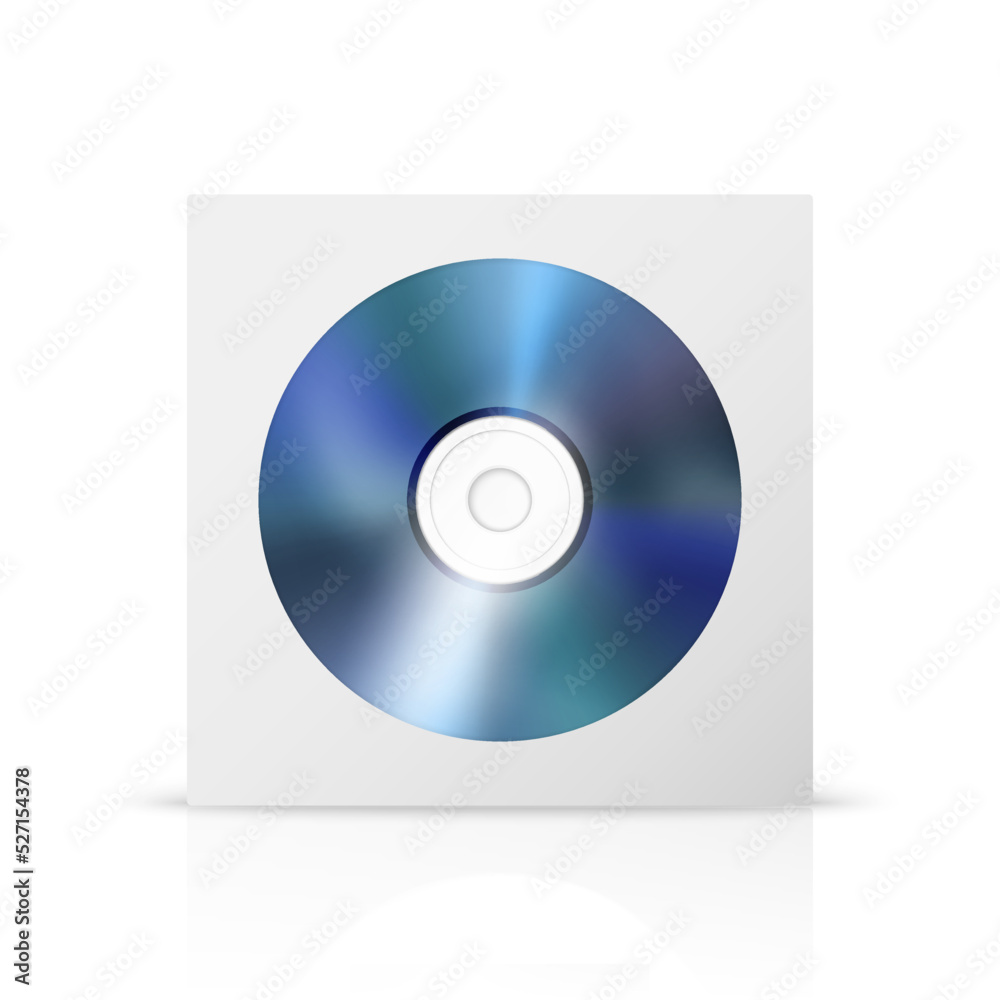 Vector 3d Realistic Blue CD, DVD with Paper Cover, Envelope, Case ...