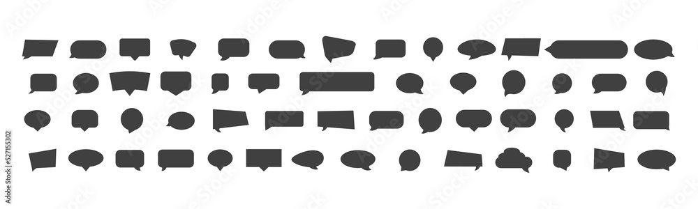 Set of flat black speech bubbles isolated on white background ...