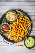 Pommes Frites With Three Dips Overhead