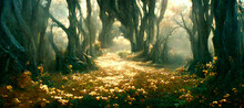 There Lie The Woods Of LothlorienThat Is The Fairest Digital Art Illustration Painting Hyper Realistic