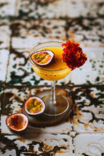 Passion Fruit Martini With French Marigold