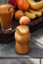 Banana And Peach Smoothie Drink