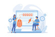 © Alwie99d - Marketers analyzing digital marketplace. Search engine marketing. Click tracking, clients behavior control, user friendly ad concept. flat vector modern illustration