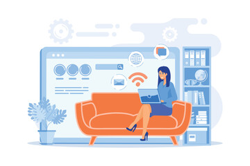 Poster - home office, remote work. distance learning. copywriting job. freelance work, online self-employment