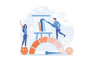 Poster - Expressing thoughts and feelings , satisfaction through art. Emotional design, user positive experience, design of client emotions concept. flat vector modern illustration