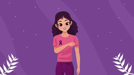 Sticker - breast cancer animation with woman