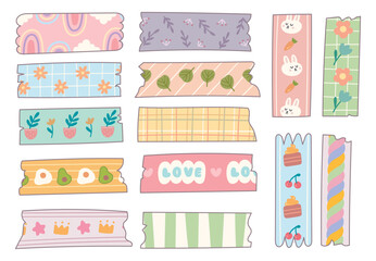 Wall Mural - Kawaii Washi Tape Design Element Vector Clip Art