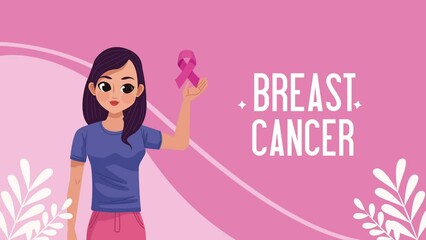 Sticker - breast cancer awareness lettering animation