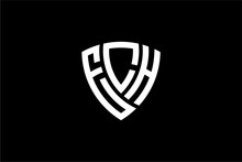 ECH Creative Letter Shield Logo Design Vector Icon Illustration