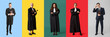 © Pixel-Shot - Set of different judges and lawyer on color background