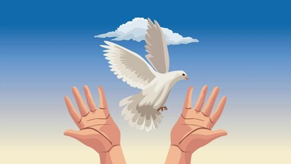 Wall Mural - international peace day animation with dove flying