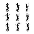 Person Riding Unicycle Silhouette Collection