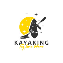 Wall Mural - woman kayak sports logo design