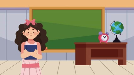 Poster - little student girl character animation