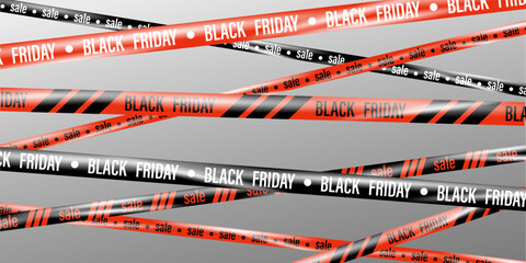 Wall Mural - ribbons for black friday sale. template with realistic crossing tapes for black friday. stripes with