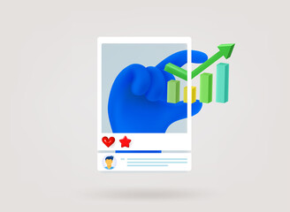 Poster - Internet message with hand. Growing business concept. 3d concept