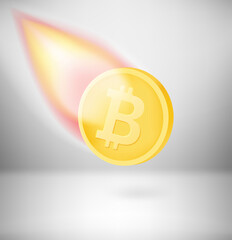 Aufkleber - Falling bitcoin wealth concept. 3d vector illustration