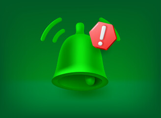 Poster - Notification concept. Icon with exclamation point pictogram. Vector 3d illustration