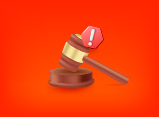 Poster - Hammer with exclamation point pictogram. Vector 3d illustration