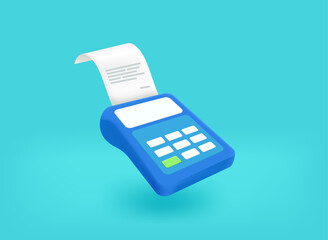 Poster - Shopping bill with payment terminal. Payment concept. 3d vector illustration