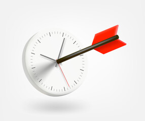 Aufkleber - In time concept with arrow and clock. 3d vector isolated icon