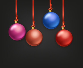 Poster - Christmas matte color baubles vector illustration